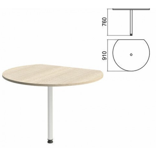 Стол приставной полукруг Арго, 1050х910х760 мм, ясень шимо/опора хром (КОМПЛЕКТ)