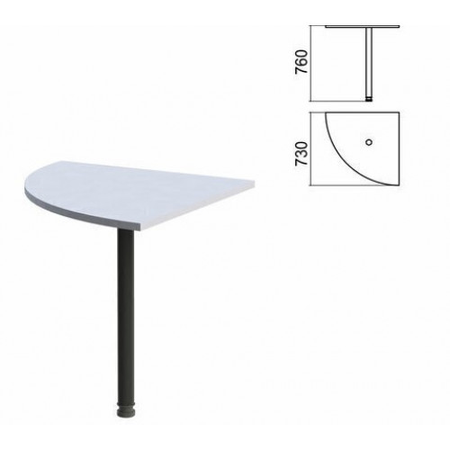 Стол приставной угловой Арго, 730х730х760 мм, серый/опора черная (КОМПЛЕКТ)