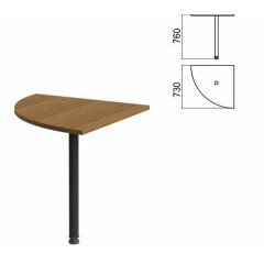 Стол приставной угловой "Арго", 730х730х760 мм, орех/опора черная (КОМПЛЕКТ)