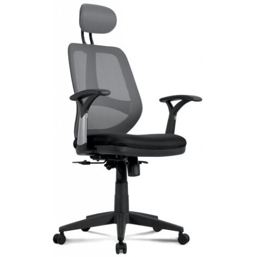 Кресло BRABIX Saturn ER-400, с подголовником, комбинированное, черное/серое, 530871