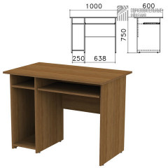 Стол компьютерный, 1000х600х750 мм, с тумбой, цвет орех пирамидальный